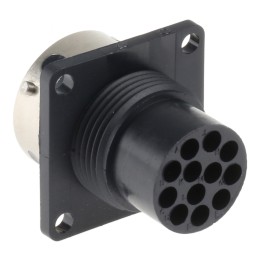 1 pcs - ITT Cannon Circular Connector, 12 Contacts, Panel Mount, Socket, Male, IP65, Trident Ringlock Series