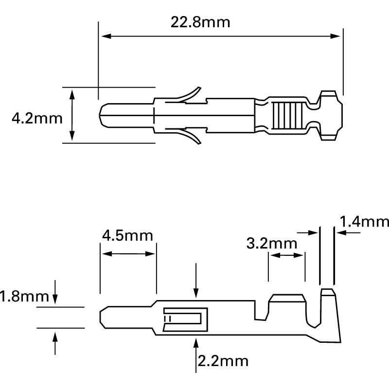 5 pcs - TE Connectivity Universal MATE-N-LOK Series Male Crimp Terminal, 20AWG Min, 14AWG Max