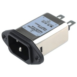 1 pcs - Schaffner 10A, 250 V ac Male Flange Mount IEC Inlet Filter FN9222R-10-06, Faston None Fuse