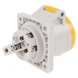 1 pcs - MENNEKES IP44 Yellow Panel Mount 3P Industrial Power Socket, Rated At 16A, 110 V