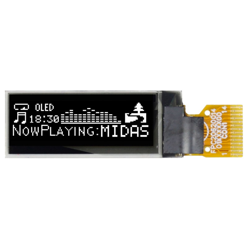 1 pcs - Midas 0.91in White Passive matrix OLED Display 128 x 32pixels COG I2C Interface