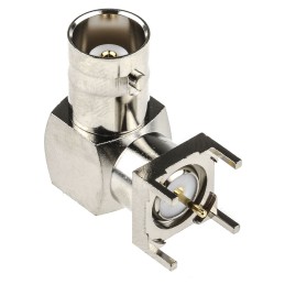 1 pcs - RS PRO, jack PCB Mount BNC Connector, 50Ω, Through Hole Termination, Right Angle Body