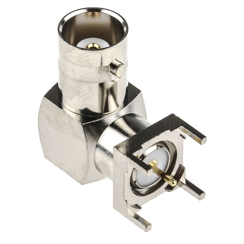 1 pcs - RS PRO, jack PCB Mount BNC Connector, 50Ω, Through Hole Termination, Right Angle Body