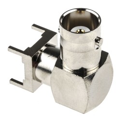 1 pcs - RS PRO, jack PCB Mount BNC Connector, 50Ω, Through Hole Termination, Right Angle Body