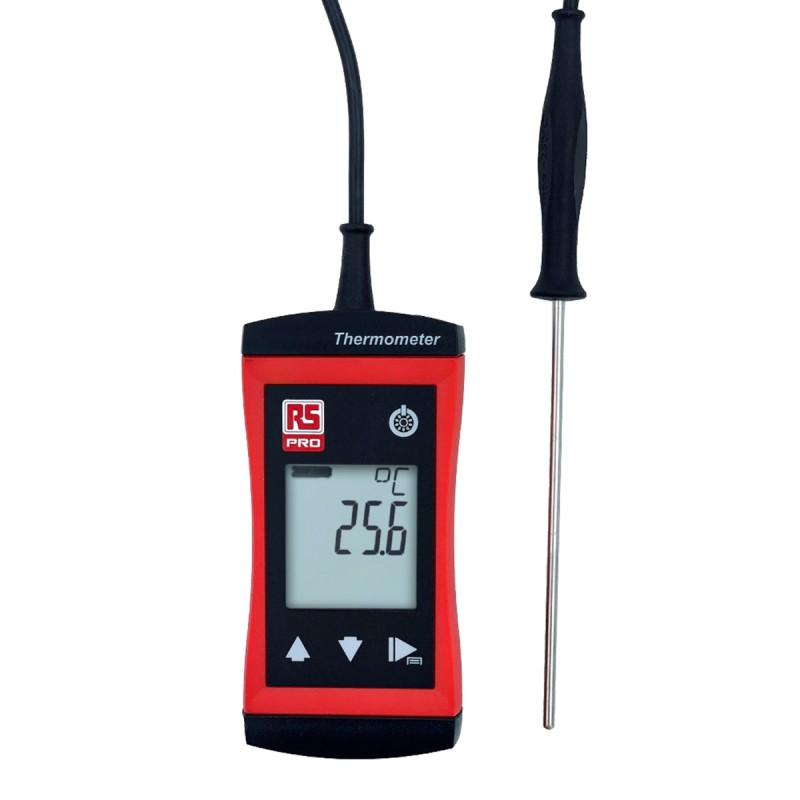 1 pcs - RS PRO RS 1720 Wired Digital Thermometer for General Purpose Use, PT100 Probe, 1 Input(s), +250°C Max, '-20-+100 °C:
