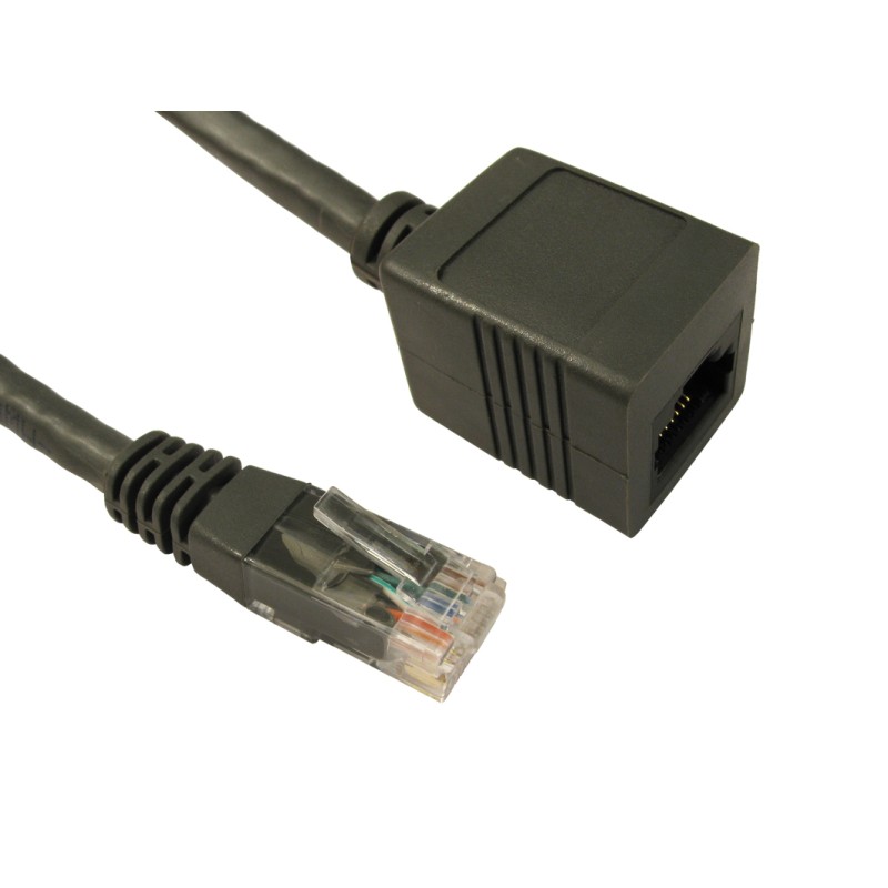 1 pcs - RS PRO Cat6 Straight Male RJ45 to Straight Female RJ45 Ethernet Cable, UTP, Grey PVC Sheath, 5m