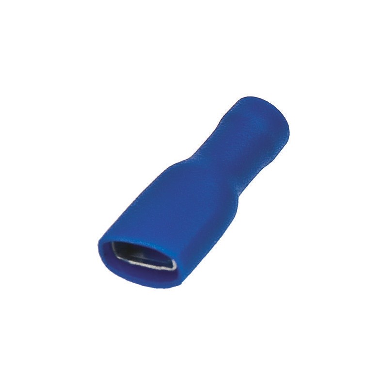 1000 pcs - RS PRO Blue Insulated Female Spade Connector, Receptacle, 6.3 x 0.8mm Tab Size, 1.5mm² to 2.5mm²