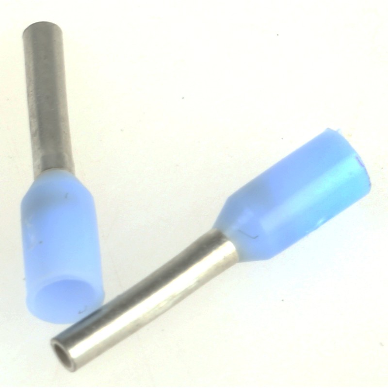 200 pcs - TE Connectivity Insulated Crimp Bootlace Ferrule, 6mm Pin Length, 1.1mm Pin Diameter, 0.25mm² Wire Size, Blue