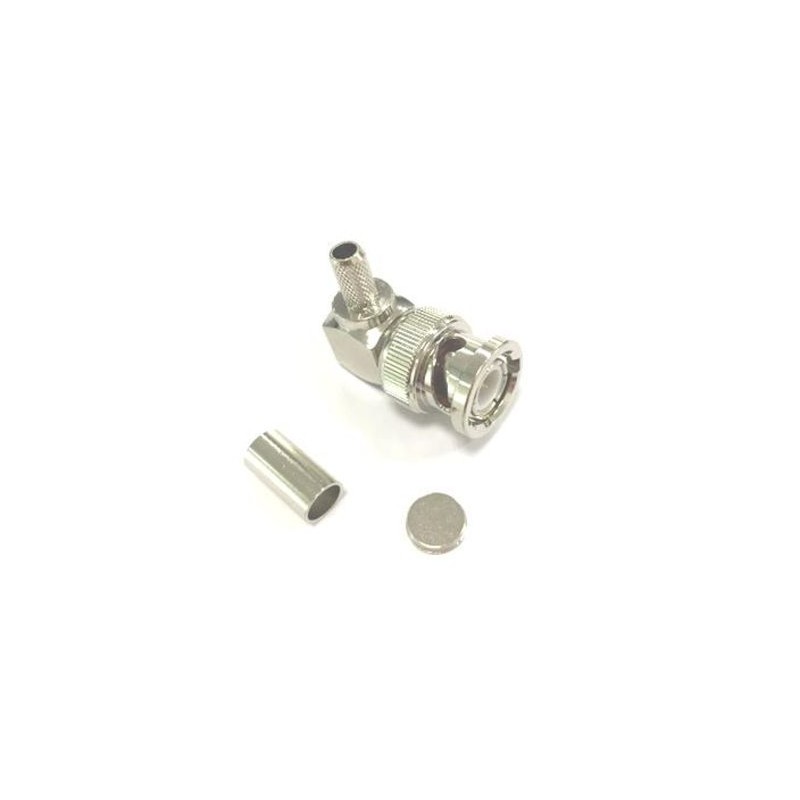 1 pcs - RS PRO, Plug Cable Mount BNC Connector, 50Ω, Clamp Termination, Right Angle Body