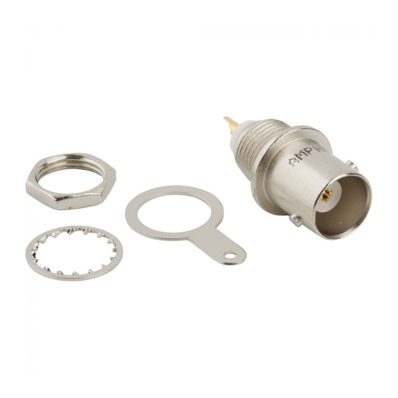 1 pcs - Amphenol RF Receptacle Bulkhead BNC Connector, Solder Termination, Straight Body
