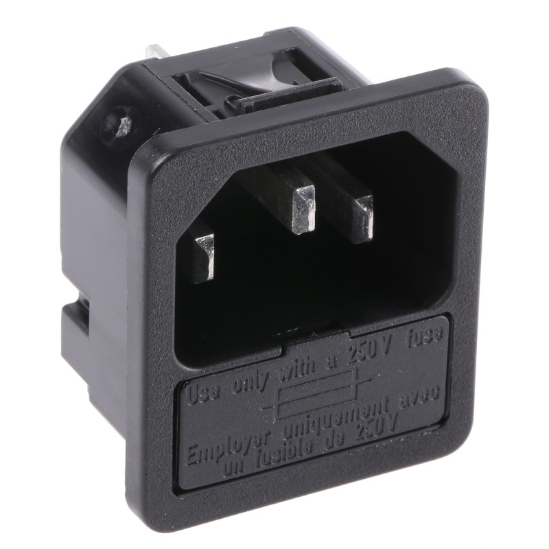 1 pcs - Schurter C14 Snap-In IEC Connector Male, 10A, 250 V