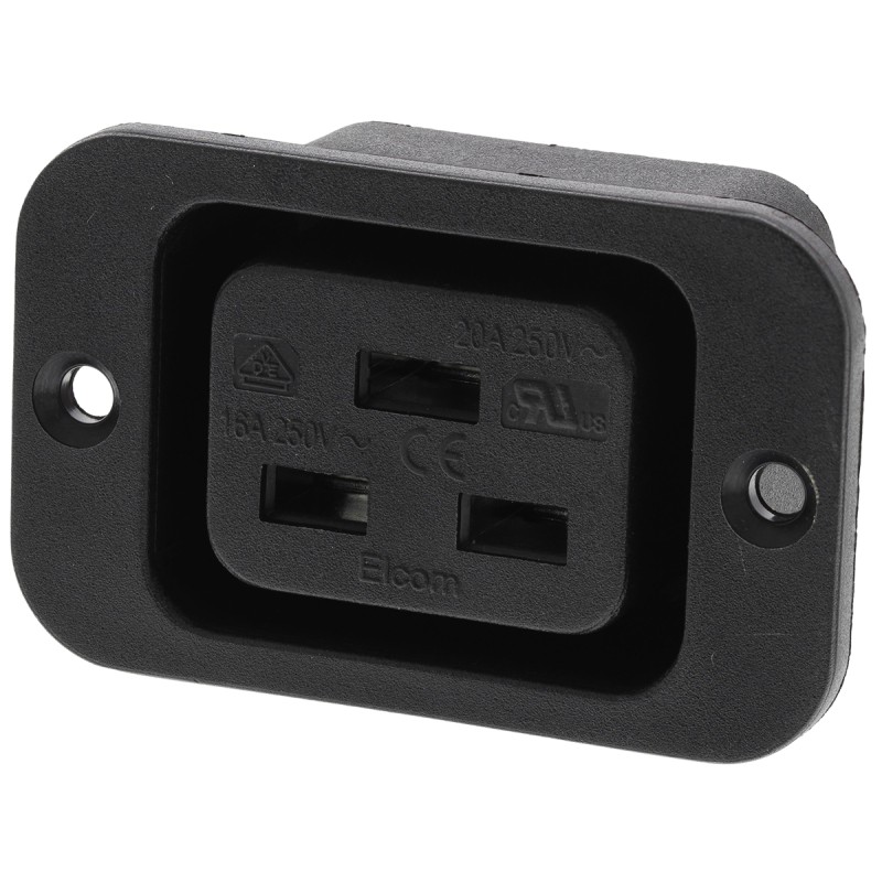 1 pcs - RS PRO C19 Panel Mount IEC Connector Socket, 20A, 250 V