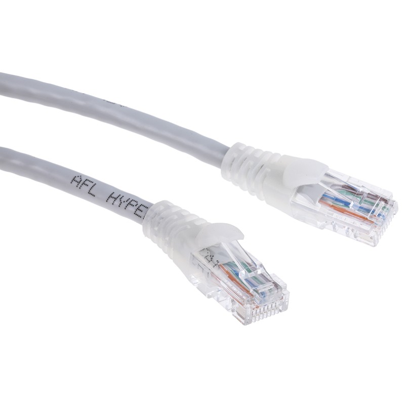 1 pcs - RS PRO Cat5e Male RJ45 to Male RJ45 Ethernet Cable, U/UTP, Grey PVC Sheath, 3m