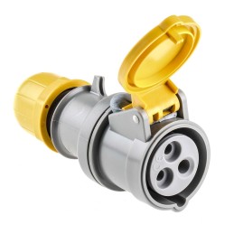 1 pcs - Scame IP44 Yellow Cable Mount 2P + E Industrial Power Socket, Rated At 16A, 110 V