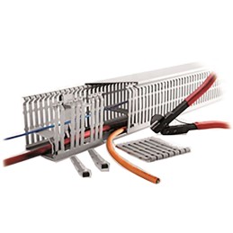 18 pcs - RS PRO Grey Slotted Panel Trunking - Open Slot, W60 mm x D80mm, L2m, Halogen Free PC/ABS