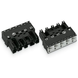 2 pcs - Wago 770 Series Lighting Connector, 5-Pole, Male, 5-Way, Cable Mount, 25A