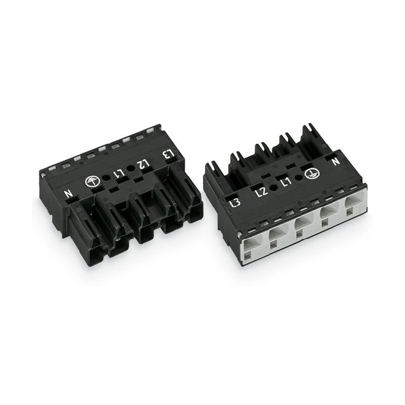 2 pcs - Wago 770 Series Lighting Connector, 5-Pole, Male, 5-Way, Cable Mount, 25A