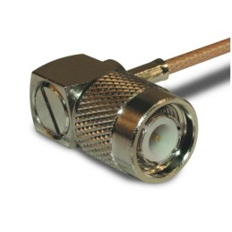 1 pcs - Amphenol RF Plug Cable Mount TNC Connector, Crimp Termination, Right Angle Body