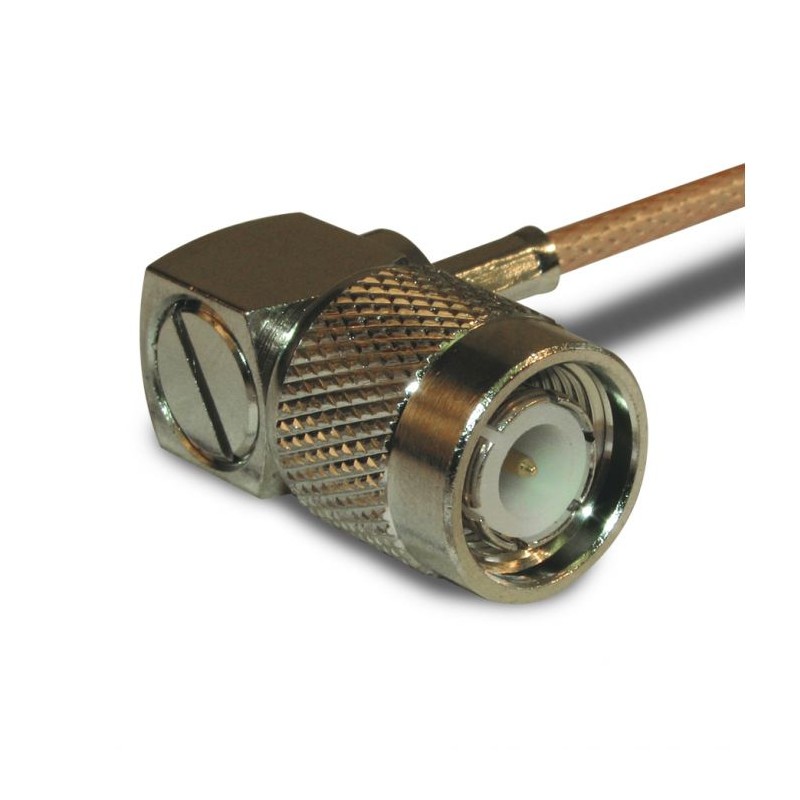 1 pcs - Amphenol RF Plug Cable Mount TNC Connector, Crimp Termination, Right Angle Body