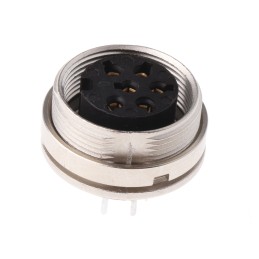 1 pcs - Lumberg, KGR 6 Pole M16 Din Socket, DIN EN 60529, 5A, 250 V ac IP40, Female, Panel Mount