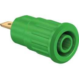 2 pcs - Staubli Green Female Banana Socket, 4 mm Connector, Press Fit Termination, 24A, 1000V, Gold Plating