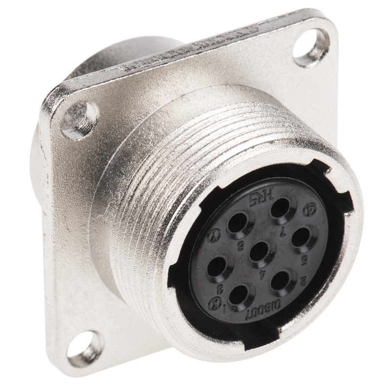 1 pcs - Hirose Circular Connector, 7 Contacts, Panel Mount, Socket, Female, JR Series