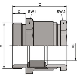 10 pcs - Lapp SKINDICHT Series Metallic Nickel Plated Brass Cable Gland, M50 Thread, 5mm Min, 12mm Max, IP54