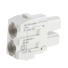 2 pcs - HARTING Heavy Duty Power Connector Module, 40A, Female, Han-Modular Series, 2 Contacts