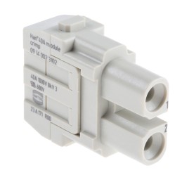 2 pcs - HARTING Heavy Duty Power Connector Module, 40A, Female, Han-Modular Series, 2 Contacts