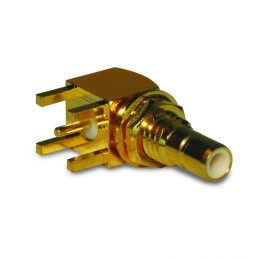 1 pcs - Amphenol RF, jack Bulkhead SMB Connector, Solder Termination, Right Angle Body