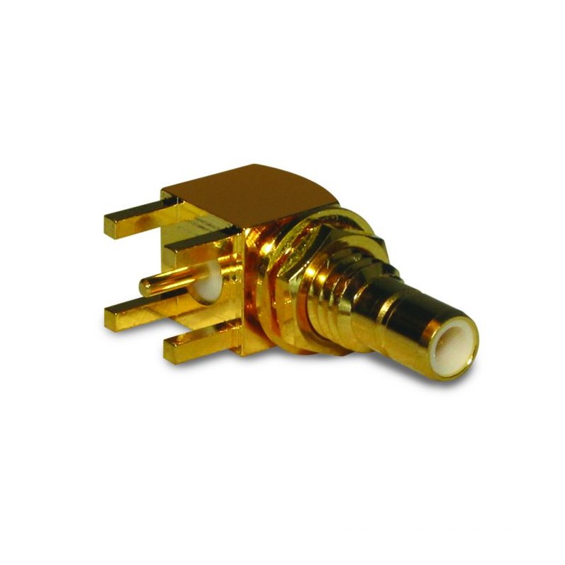 1 pcs - Amphenol RF, jack Bulkhead SMB Connector, Solder Termination, Right Angle Body