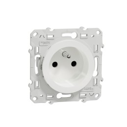 1 pcs - White 1 Gang Plug Socket, 2 Poles, 16A, French 2P