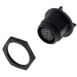 1 pcs - Bulgin Circular Connector, 10 Contacts, Rear Mount, Miniature Connector, Socket, Female, IP68, Buccaneer 400 Series