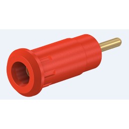 2 pcs - Staubli Red Female Banana Socket, 2mm Connector, Press Fit Termination, 10A, 600V, Gold Plating