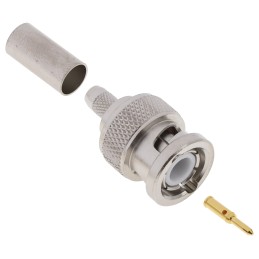1 pcs - Telegartner, Plug Cable Mount BNC Connector, 50Ω, Crimp Termination, Straight Body