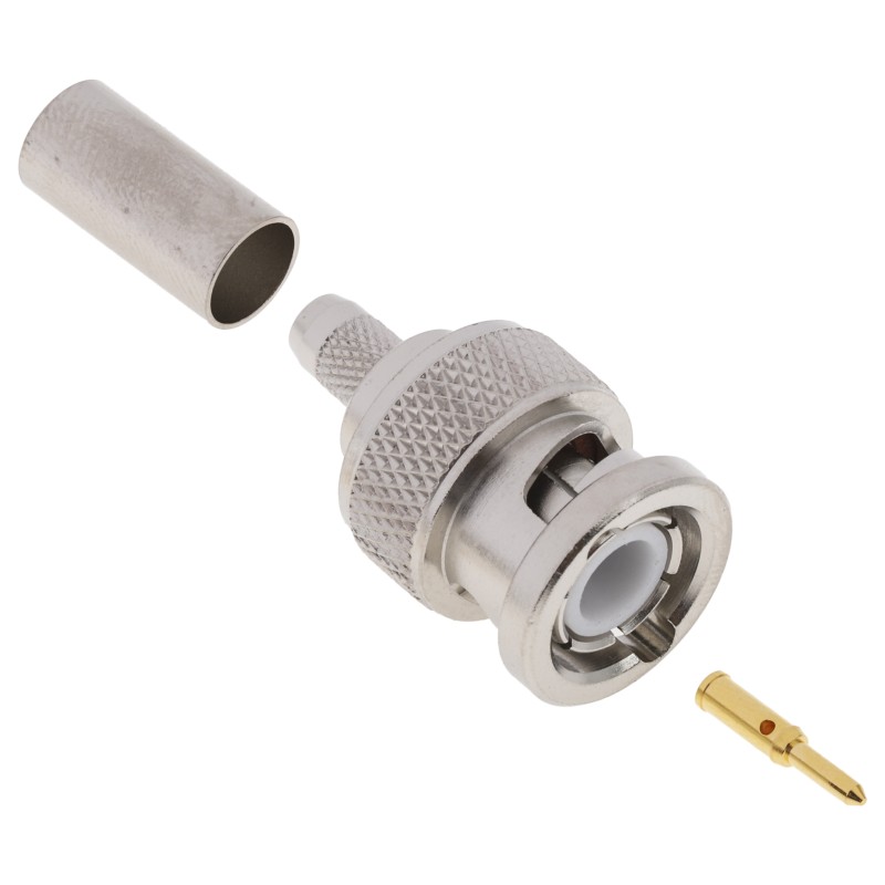 1 pcs - Telegartner, Plug Cable Mount BNC Connector, 50Ω, Crimp Termination, Straight Body