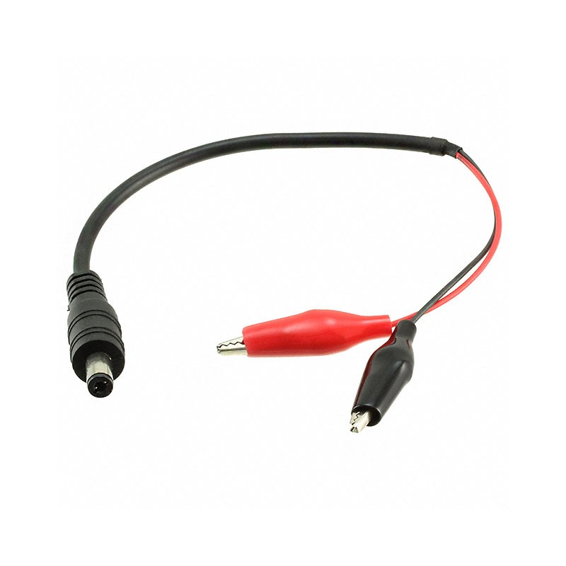 1 pcs : 1329 - Cable Assembly Barrel Plug - 2.1mm ID, 5.5mm OD to Alligator Clips (2) 0.83' (254.0mm)