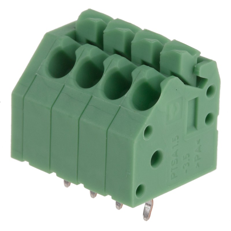 1 pcs - Phoenix Contact PTSA 1.5/ 4-3.5-F Series PCB Terminal Block, 3.5mm Pitch, Through Hole Mount, 1-Row, Solder Termination