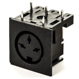 1 pcs - Roxburgh EMC 3 Pole Right Angle Din Socket, 2A, 100 V ac, Lockable, Female, PCB Mount