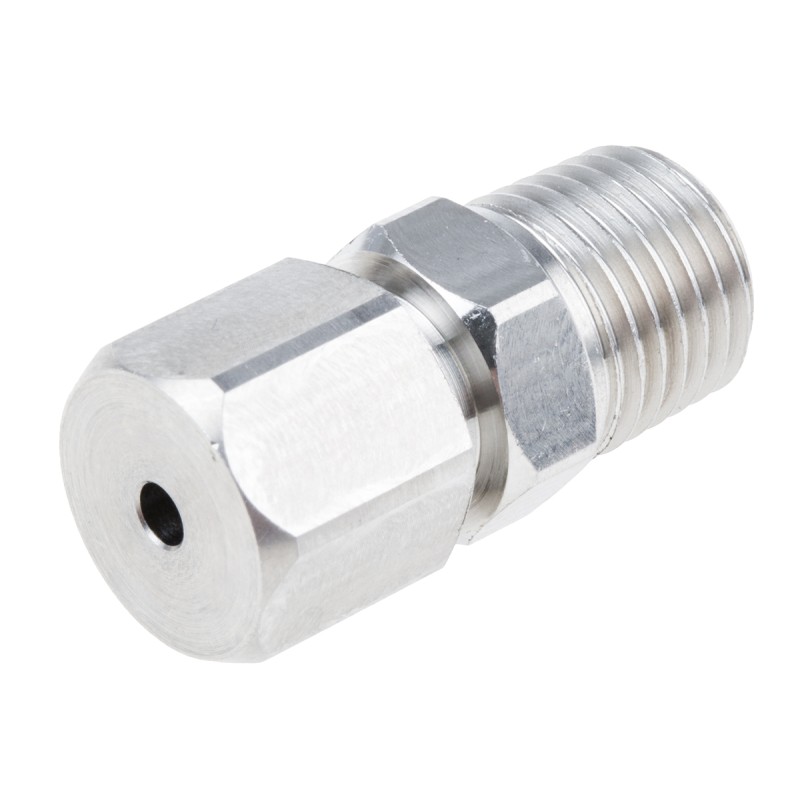 1 pcs - RS PRO In-Line Thermocouple Compression Fitting for Use with Thermocouple, 1/4 NPT, 3mm Probe, RoHS Compliant Standard