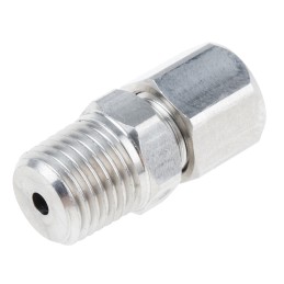 1 pcs - RS PRO In-Line Thermocouple Compression Fitting for Use with Thermocouple, 1/4 NPT, 3mm Probe, RoHS Compliant Standard
