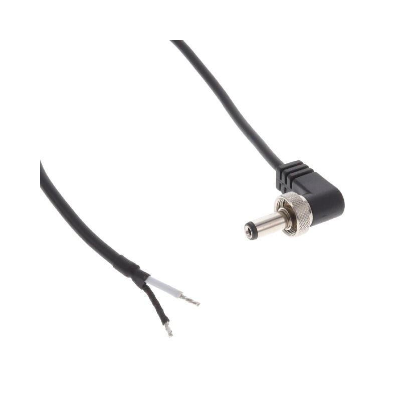 1 pcs : CRLW11852M0TT(R) - Cable Assembly 2.1mm ID, 5.5mm OD Plug, Right Angle, Thread Lock, to Wire Leads Round 6.6' (2.00m)
