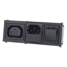 1 pcs - Bulgin C13, C14 Snap-In IEC Connector Socket, Plug, 10A, 250 V, Fuse Size 5 x 20mm