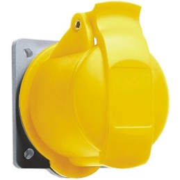 1 pcs - ABB, Easy & Safe IP44 Yellow Panel Mount 2P + E Industrial Power Socket, Rated At 16A, 110 V