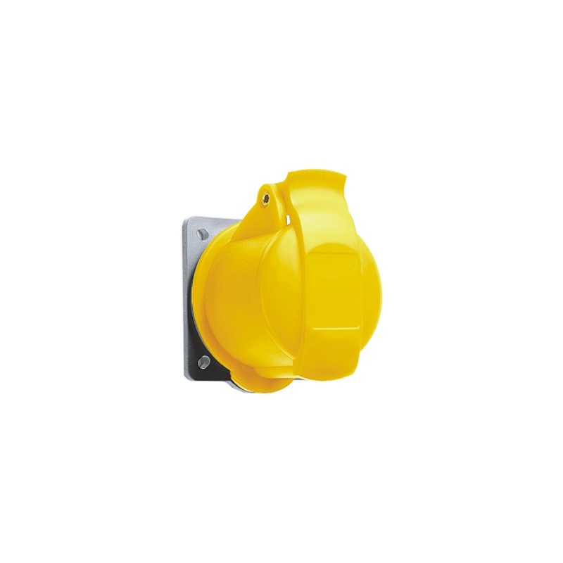 1 pcs - ABB, Easy & Safe IP44 Yellow Panel Mount 2P + E Industrial Power Socket, Rated At 16A, 110 V