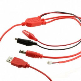 1 pcs : CAB-11579 - Cable Assembly USB A Male Plug to Barrel Plug, JST 2 pos, Alligator Clips (2) 6.00' (1.83m)