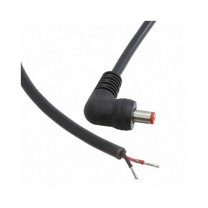 1 pcs : CARA76207984 - Cable Assembly 2.1mm ID, 5.5mm OD Plug, Right Angle to Wire Leads Round 6.6' (2.00m)