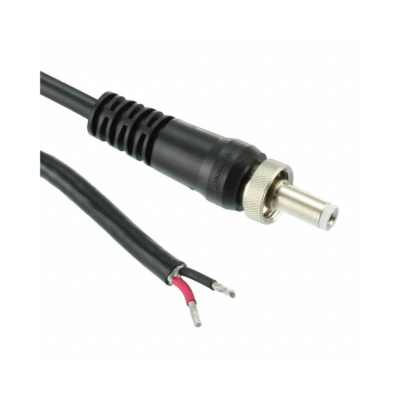 1 pcs : CAS761KS07984 - Cable Assembly 2.0mm ID, 5.5mm OD Plug, Thread Lock, Sealed, to Wire Leads Round 6.6' (2.00m)