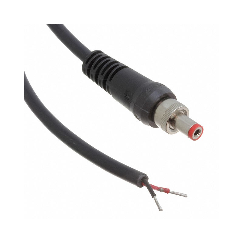 1 pcs : CA762K07984 - Cable Assembly 2.1mm ID, 5.5mm OD Plug, Thread Lock, to Wire Leads Round 6.6' (2.00m)