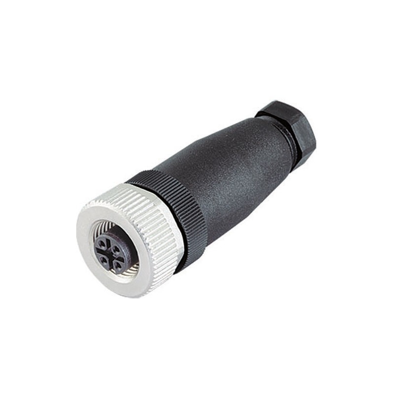 1 pcs - Binder Circular Connector, 3 Contacts, Cable Mount, M12 Connector, Plug, Female, IP67, 713 Series
